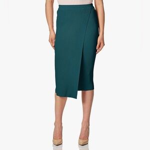 GUESS Yvette Sweater skirt XS rib knit wrap look teal stretchy